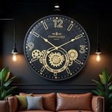 Eco Lounge Çarklı Duvar Saati Altın Rengi Detaylı 59 cm
