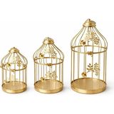 Eco Lounge Dekoratif Gold Metal 3'lü Kafes Mumluk Seti