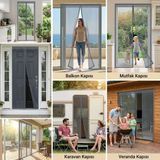 Eco Lounge Mıknatıslı Kapı Sinekliği Gri 100X210 cm Otomatik Kapanan Manyetik Tül Sineklik BX40
