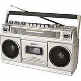 Eco Lounge Nostaljik Radyo Fm Radyo USB Mp3 Çalar Bluetooth Kaset Çalar Hoparlör Gümüş Renkli