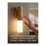 Eco Lounge Şarjlı Ahşap Görünümlü LED Duvar Lambası Kablosuz Hareket Sensörlü Günışığı Aplik BK-BX-AHSAP-SENSORLU-APLIK-HF07