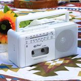 Eco Lounge Taşınabilir Nostaljik Radyo Kaset Çalar Fm Radyo USB Mp3 Player Bluetooth Hoparlör Beyaz