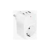 Eco Lounge Tekli Yüksek Voltaj Korumalı Duvar Prizi 2x Type-C 1x USB Çıkışlı Priz Grup Priz Çoğaltıcı Beyaz