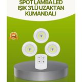 Eco Lounge Uzaktan Kumandalı 3 Lü Kablosuz LED Spot Lamba Seti Yapışkanlı Pratik Kullanım