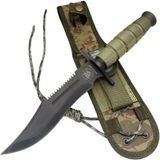 Eco Port 0698 Haki Komando Bıçağı 30CM - Testere Detaylı, Oluklu, Kılıflı