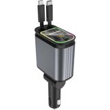 Eco Port 4’ü 1 Arada Çift USB Bağlantı Çakmaklık, Type-C Hızlı Şarjlı 66W,GERI Çekilebilir Araç - Çok Renkli