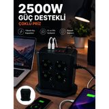 Eco Port Çoklu Priz 8 Çıkışlı 4 USB 2 Type-C Anahtarlı Dikey Priz Kulesi