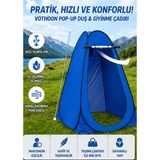 Eco Port Otomatik Kabin Giyinme Çadırı 120X120X190 cm Üst Havalandırma Yan Pencereli Duş & Wc Çadırı Mavi