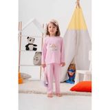 Eco Port Unicorn Desenli Çanta ve Maskeli % 100 Pamuk Kız Çocuk Pijama Takımı - 6 Yaş - Pembe