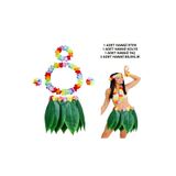 eco port Yetişkin Hawaii Kostüm Seti - Yaprak Etek Hawaii Set - 5 Parça