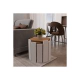 Eco Room İnci 3'lü Sekizgen Zigon Sehpa - Atlantik Çam / Beyaz - 38,5x36x36 cm