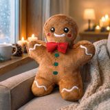 Eco Sepet Kurabiye Kız Peluş Yastık 32 Cm, Uyku Arkadaşı Peluş, Yılbaşı Kurabiye Adam Hediyelik Peluş - Kahverengi