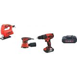 Eco Set-4 (400 W Elektrikli Dekupaj TESTERE+300 W 125 mm Eksantrik Zımpara+ Şarjlı Darbeli Matkap)