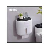 Ecoco Duvara Yapışkanlı Suya Dayanıklı Tuvalet Kağıdı Banyo Saklama Kutusu Çekmeceli Siyah Beyaz Beyaz - Siyah