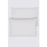 Ecocotton 2'li Düz Yastık Kılıfı %100 Organik Pamuk Saten Beyaz 50x70 Cm
