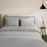 Ecocotton Adelya Çift Kişilik Nevresim Takımı %100 Organik Pamuk Keten Brodeli Gri 200X220 cm - 200 x 220 cm