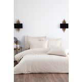 Ecocotton Ahter Çift Kişilik %100 Organik Pamuk Saten Brodeli Bej 200x220 cm Nevresim Takımı