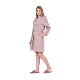 Ecocotton Alessa %100 Organik Pamuk Jakarlı Pudra L Kadın Pike Bornoz
