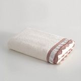 Ecocotton Alessa Banyo Havlusu %100 Organik Pamuklu Dantelli Pudra 80X150 cm - 80 x 150 cm