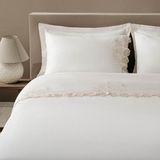 Ecocotton Amanda Battal Boy Nevresim Takımı Organik Pamuk Keten Dantelliı Krem 240X220CM