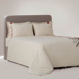 Ecocotton Charla Battal Boy Nevresim Takımı %100 Organik Pamuk Kenevir Karışımlı Ekru-Kırmızı 240X220 cm - 220 x 240 cm