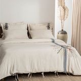 Ecocotton Charla Çift Kişilik Nevresim Takımı %100 Organik Pamuk Kenevir Karışımlı Ekru-Lacivert 200X220 cm - 200 x 220 cm