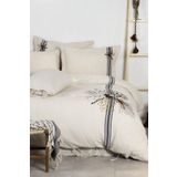 Ecocotton Charla Çift Kişilik Nevresim Takımı 100 Organik Pamuk Kenevir Karışımlı Ekru-Lacivert 200x220 Cm