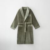 Ecocotton Derin Erkek Bornoz %100 Organik Pamuk Nakışlı Açık Yeşil