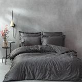 Ecocotton Güz Çift Kişilik Nevresim Takımı %100 Organik Pamuk Saten Brodeli Antrasit Ck