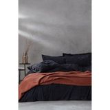 Ecocotton Havin Siyah Çift Kişilik %100 Organik Pamuk Saten Parça Boyalı Nevresim Takımı - 200 x 220 cm