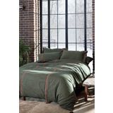 Ecocotton Hazar Battal Boy %100 Organik Pamuk Saten Parça Boya 240x220 cm Yeşil Nevresim Takımı