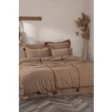 Ecocotton Hazar Battal Boy Nevresim Takımı %100 Organik Pamuk Saten Parça Boya Bej 240x220 Cm
