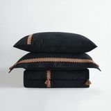 Ecocotton Hazar Battal Boy Nevresim Takımı %100 Organik Pamuk Saten Parça Boya Siyah 240X220 cm