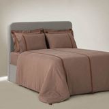 Ecocotton Hazar Çift Kişilik Nevresim Takımı %100 Organik Pamuk Saten Parça Boya Bej 200X220 cm - 200 x 220 cm