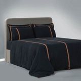 Ecocotton Hazar Çift Kişilik Nevresim Takımı %100 Organik Pamuk Saten Parça Boya Siyah 200X220 cm - 200 x 220 cm
