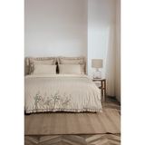Ecocotton Latifa Gri Çift Kişilik %100 Organik Pamuk Keten Nakışlı Nevresim Takımı - 200 x 220 cm