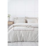 Ecocotton Lavin Bej-Gold Çift Kişilik %100 Organik Pamuk Nakışlı Nevresim Takımı - 200 x 220 cm
