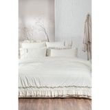 Ecocotton Leyna Battal Boy Nevresim Takımı Organik Pamuk Keten El Nakışlı Krem 240 x 220 cm - 220 x 240 cm