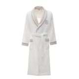 Ecocotton Leyna Erkek Bornoz %100 Organik Pamuk Nakışlı Krem