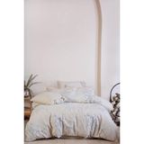 Ecocotton Libera Çift Kişilik Nevresim Takımı %100 Organik Pamuk Keten Süzene Nakışlı Krem-Gri 200X220 cm - Krem - Gri - 200 x 220 cm