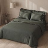Ecocotton Liora Çift Kişilik Nevresim Takımı %100 Organik Pamuk Saten El Nakışlı Yeşil 200X220 cm - 200 x 220 cm