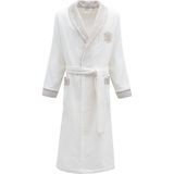 Ecocotton Liva Erkek Bornoz Pamuk Nakışlı Krem - XL