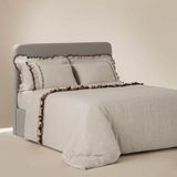Ecocotton Maide Battal Boy Nevresim Takımı %100 Organik Pamuk Kenevir Karışımlı Nakışlı Bej 240X220 cm - 240 x 220 cm