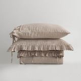 Ecocotton Miranda %100 Keten Parça Boya Bej 240x220 cm Battal Boy Nevresim Takımı