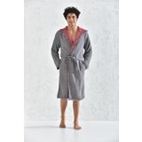 Ecocotton Muna %100 Organik Pamuk Inject Bordo Antrasit Erkek Bornoz