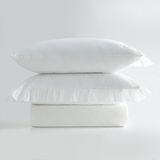Ecocotton Nare Battal Boy Nevresim Takımı %100 Organik Pamuk Perkal Nakışlı Çerçeveli Krem 240X220 cm - 240 x 220 cm