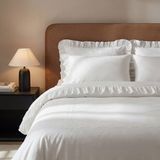 Ecocotton Nare Çift Kişilik Nevresim Takımı %100 Organik Pamuk Perkal Nakışlı Çerçeveli Krem 200X220 cm - 200 x 220 cm