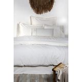 Ecocotton Organik Pamuk Nakış Işlemeli Ekstra Geniş Nevresim Takımı - Lilya - 220 x 240 cm - Krem