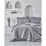 Ecocotton Pamuk Çift Kişilik Krinkıl Nevresim Takımı - Doğa Antrasit - 200 x 220 cm - Gri