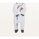 Ecocotton Pingu Bebek Tulumu %100 Organik Pamuk Penye Baskılı Beyaz - 1 - 1,5 Yaş